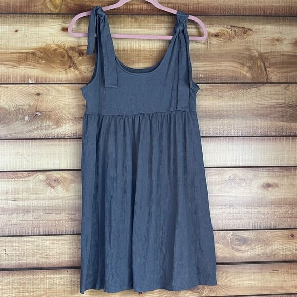 Wild Fable Dress Womens Large Gray Boho Sleeveless Tie Stretch Fit Flare - Picture 1 of 5